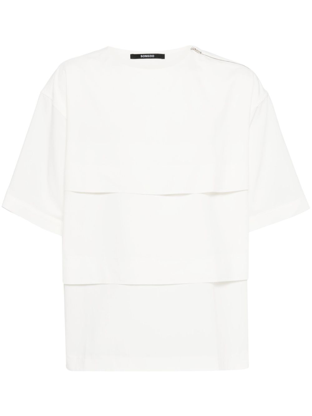 Layered drop-shoulder T-shirt - White