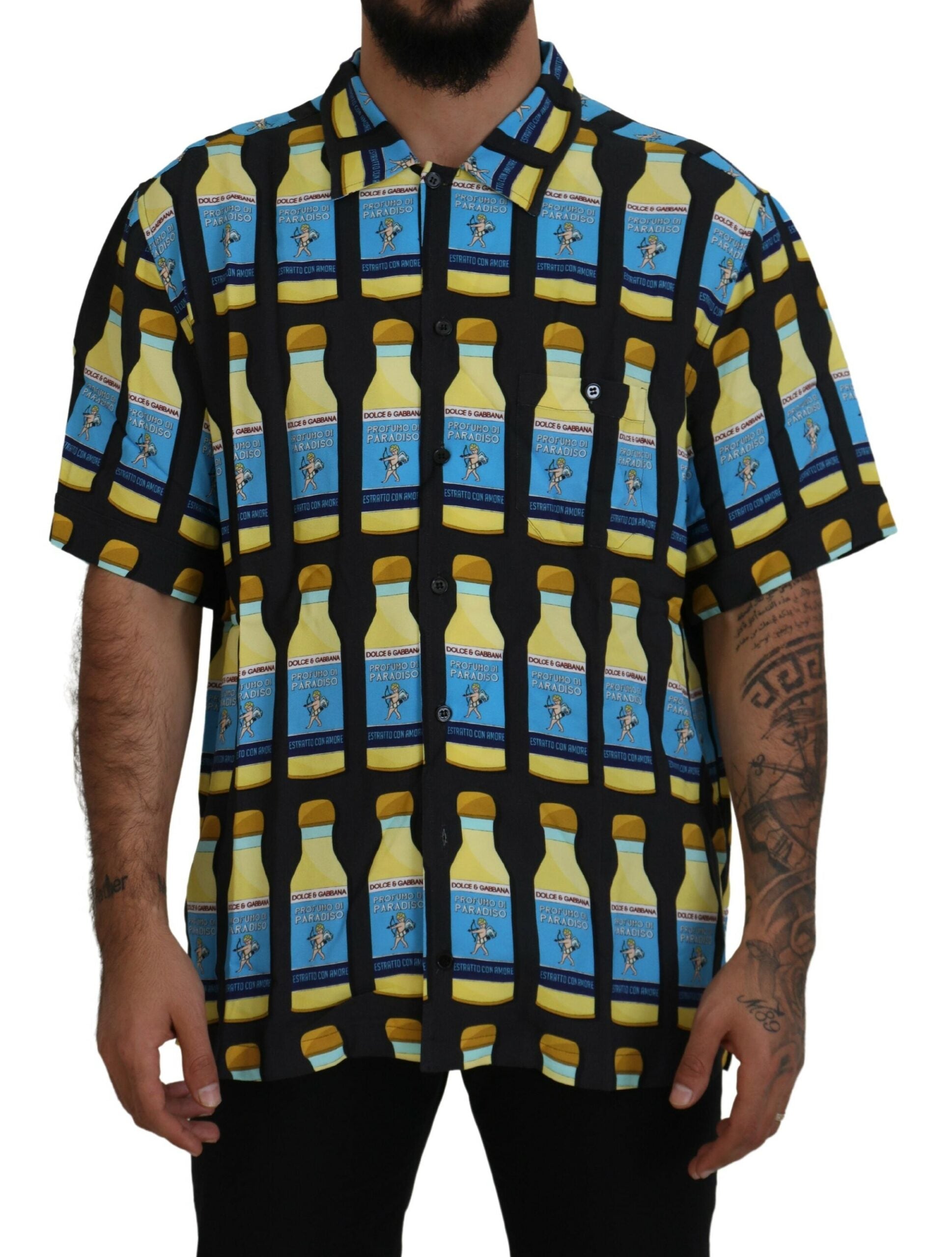 Printed Viscose Shirt — Black