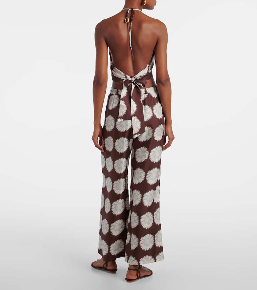Bello printed halterneck silk top
