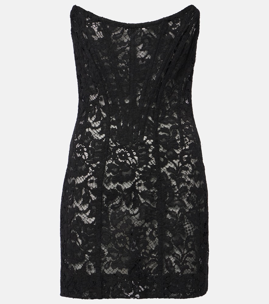 Floral cotton-blend lace minidress