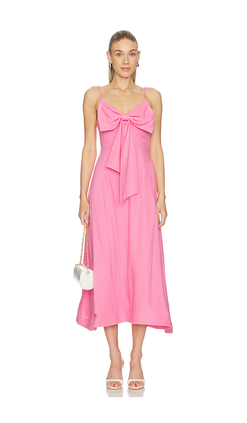 ELLIATT Miri V-neck Bow Midi Dress in Pink. - XXL also in M, S