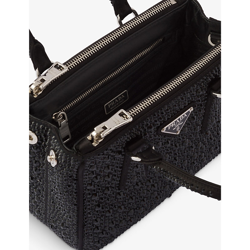 Black Galleria Mini Crystal-embellished Satin bag 