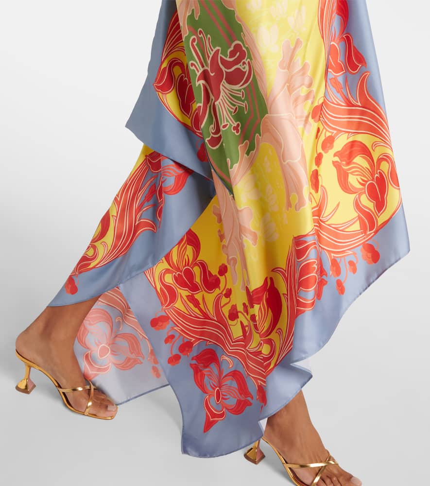Printed halterneck silk beach dress