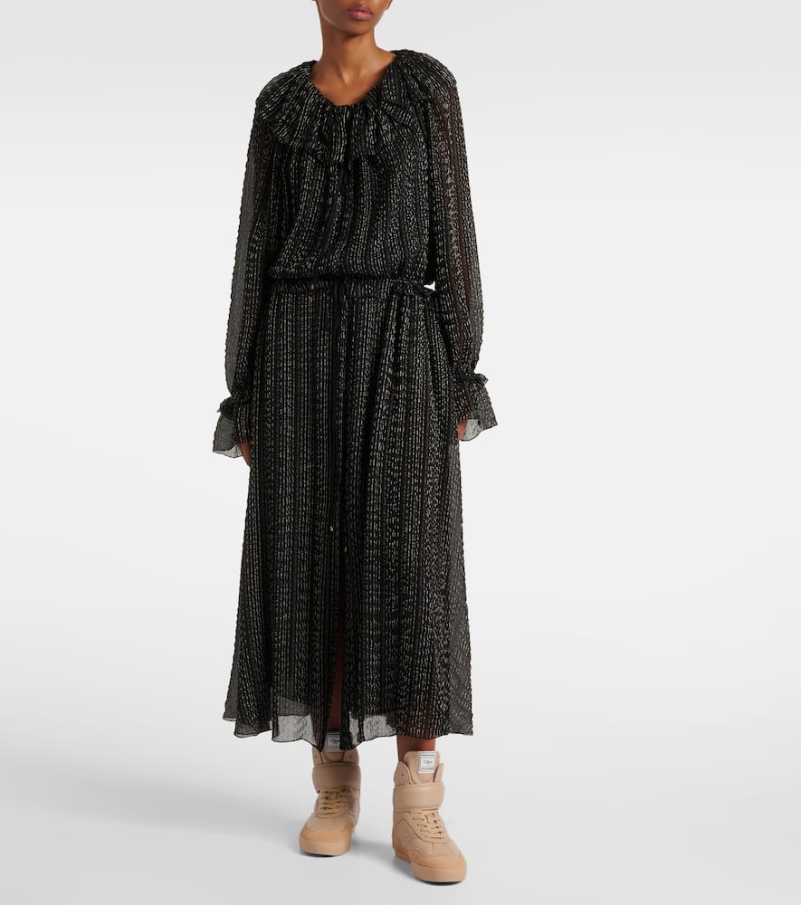 Chloé Ruffled gathered silk-blend gown