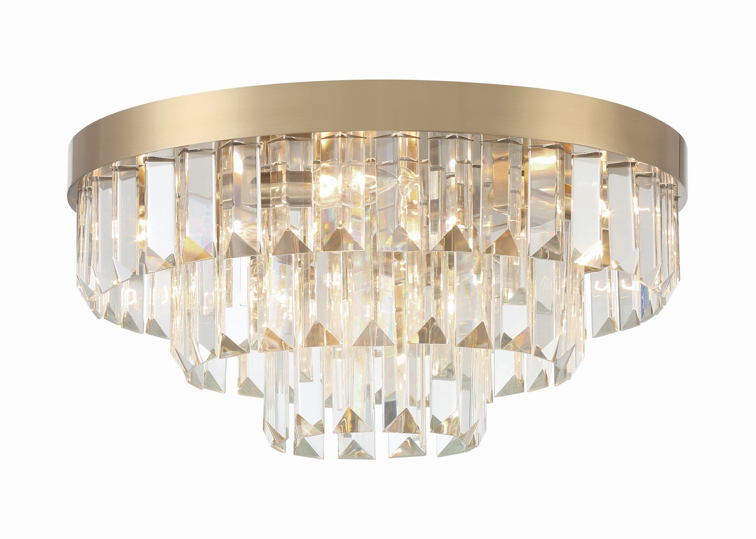 Aged Brass Eight Light Flush Mount from the Hayes Collection