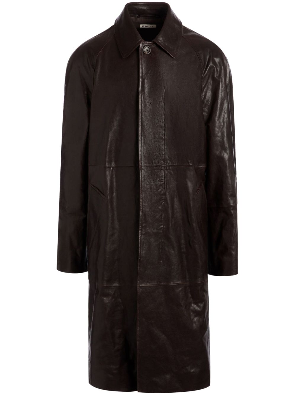 Leather midi coat - Brown