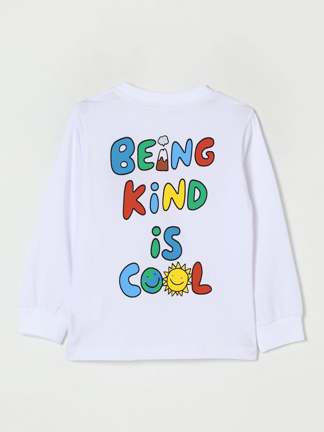 Sun earth-print long-sleeve top - White