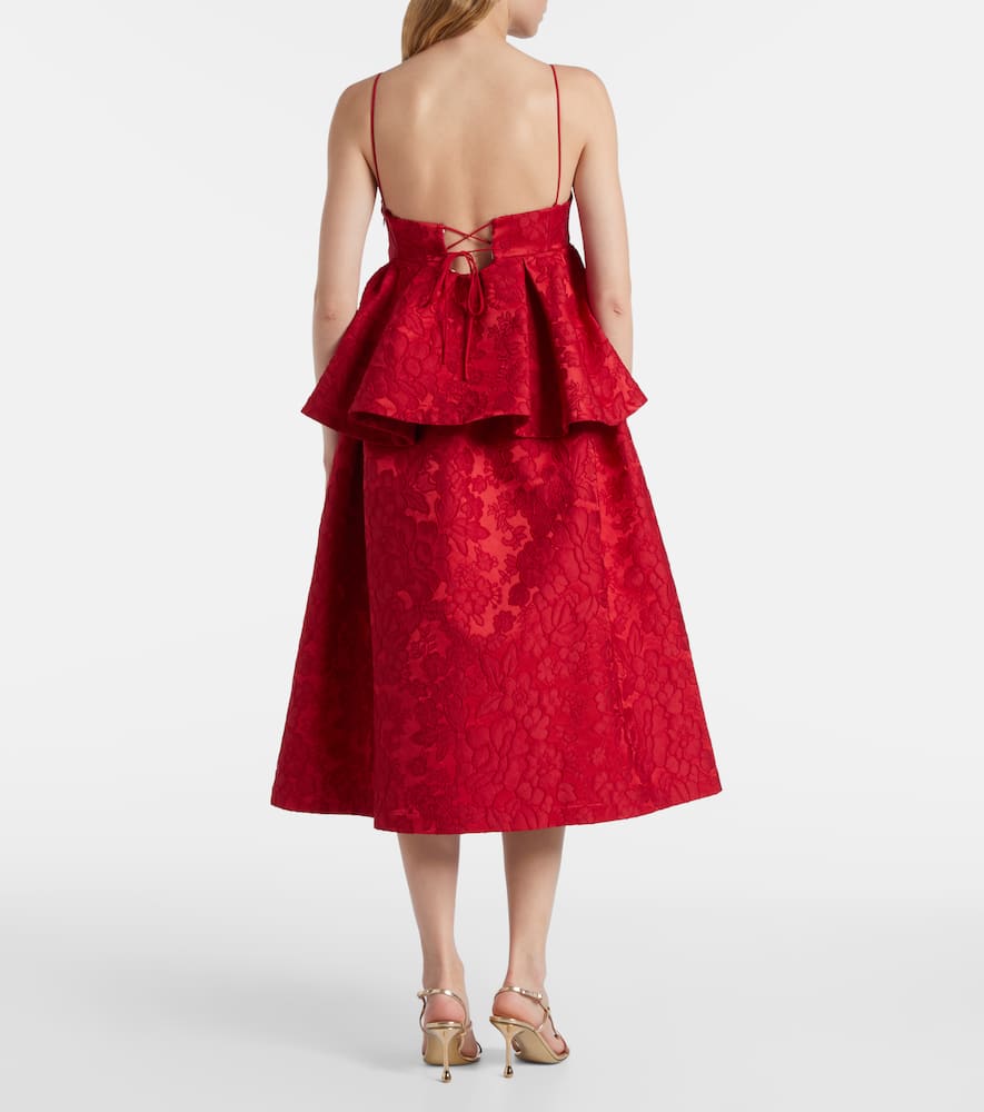 Satine matelassé jacquard midi dress