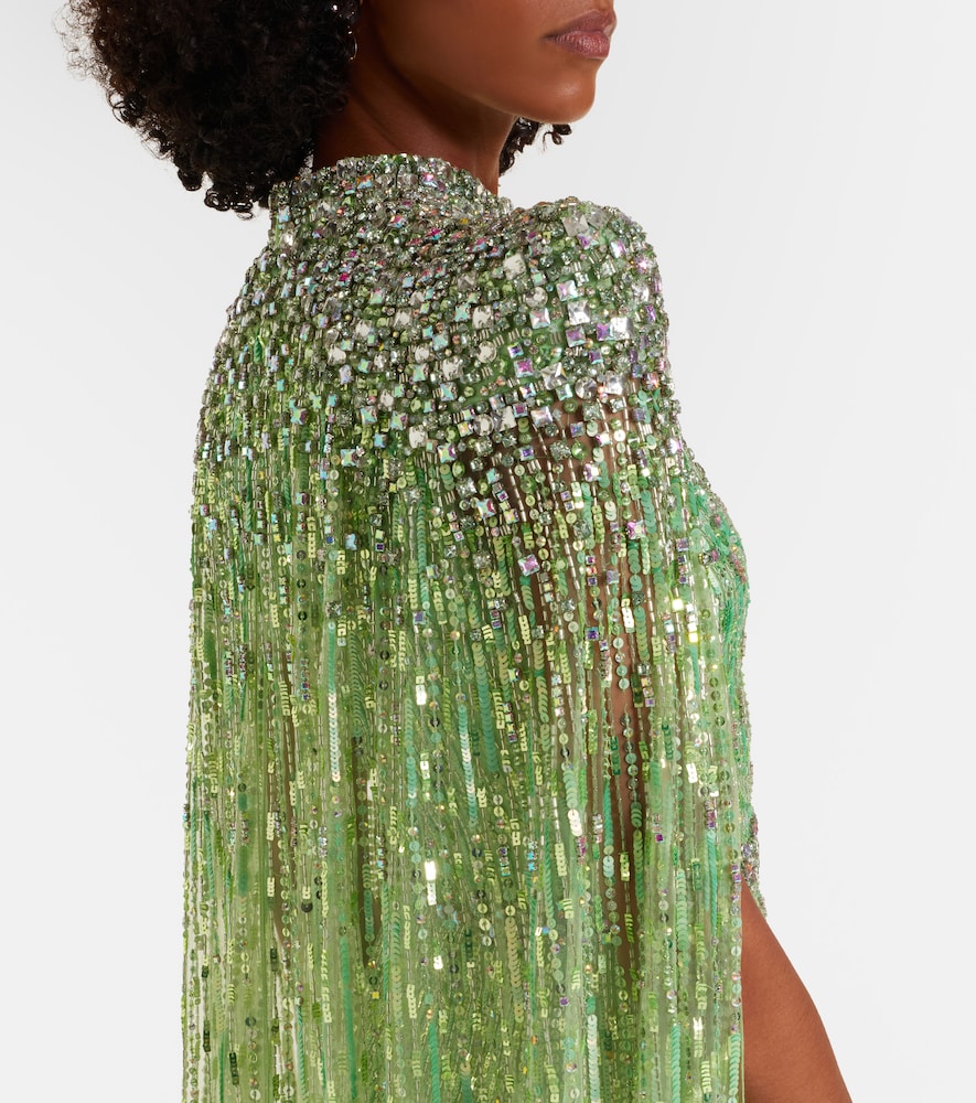 Opera embellished caped gown