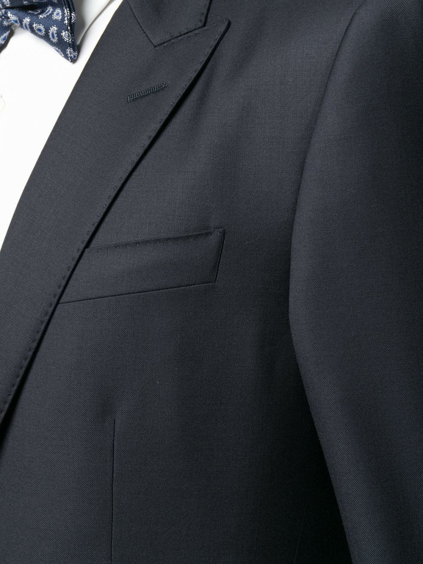 Blue Single-breasted virgin wool two piece suit
