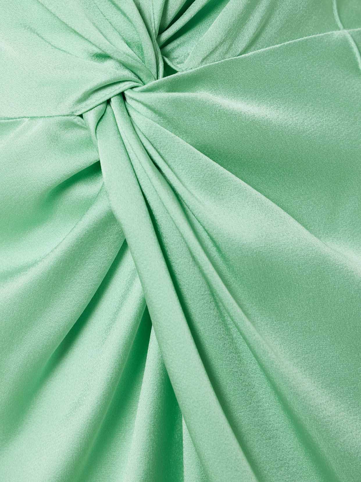 Twisted Satin Turtleneck Dress - Green