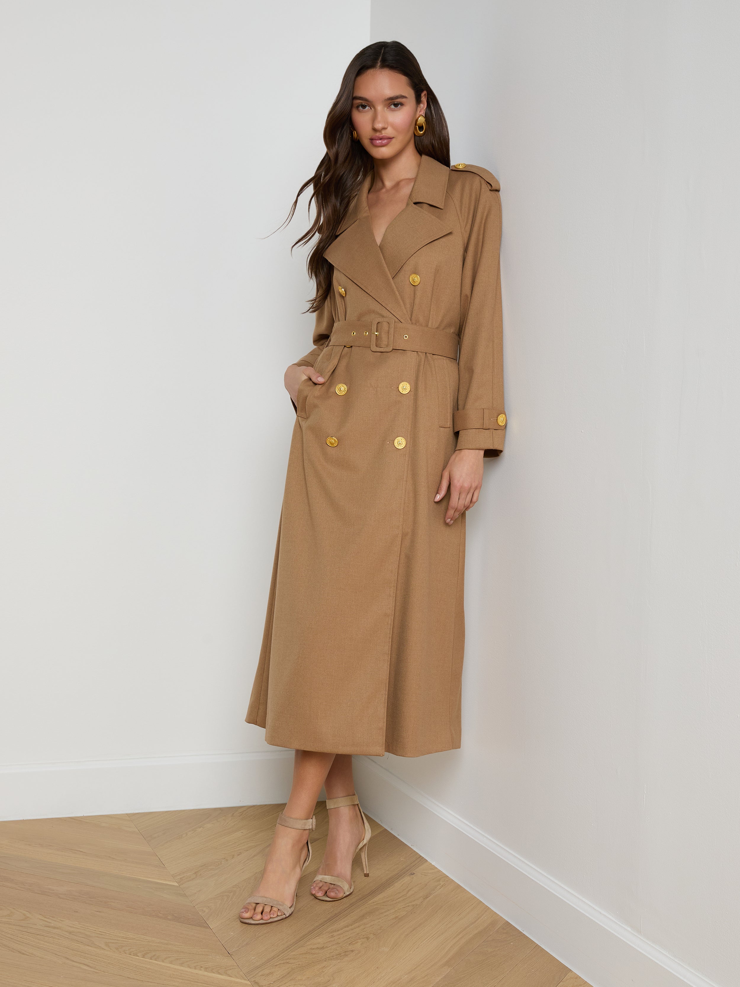 Brinley Oversized Trench Coat In Dark Macchiato