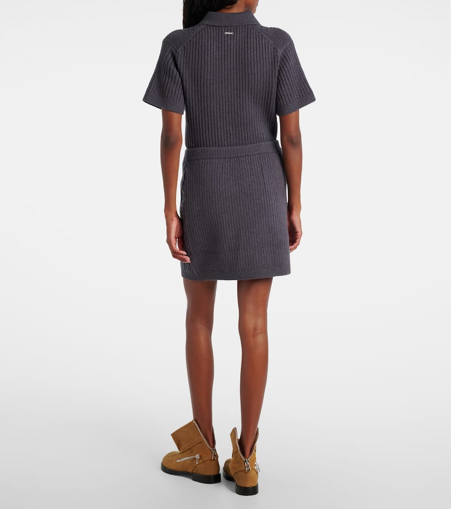 Cable-knit wool and cotton-blend miniskirt