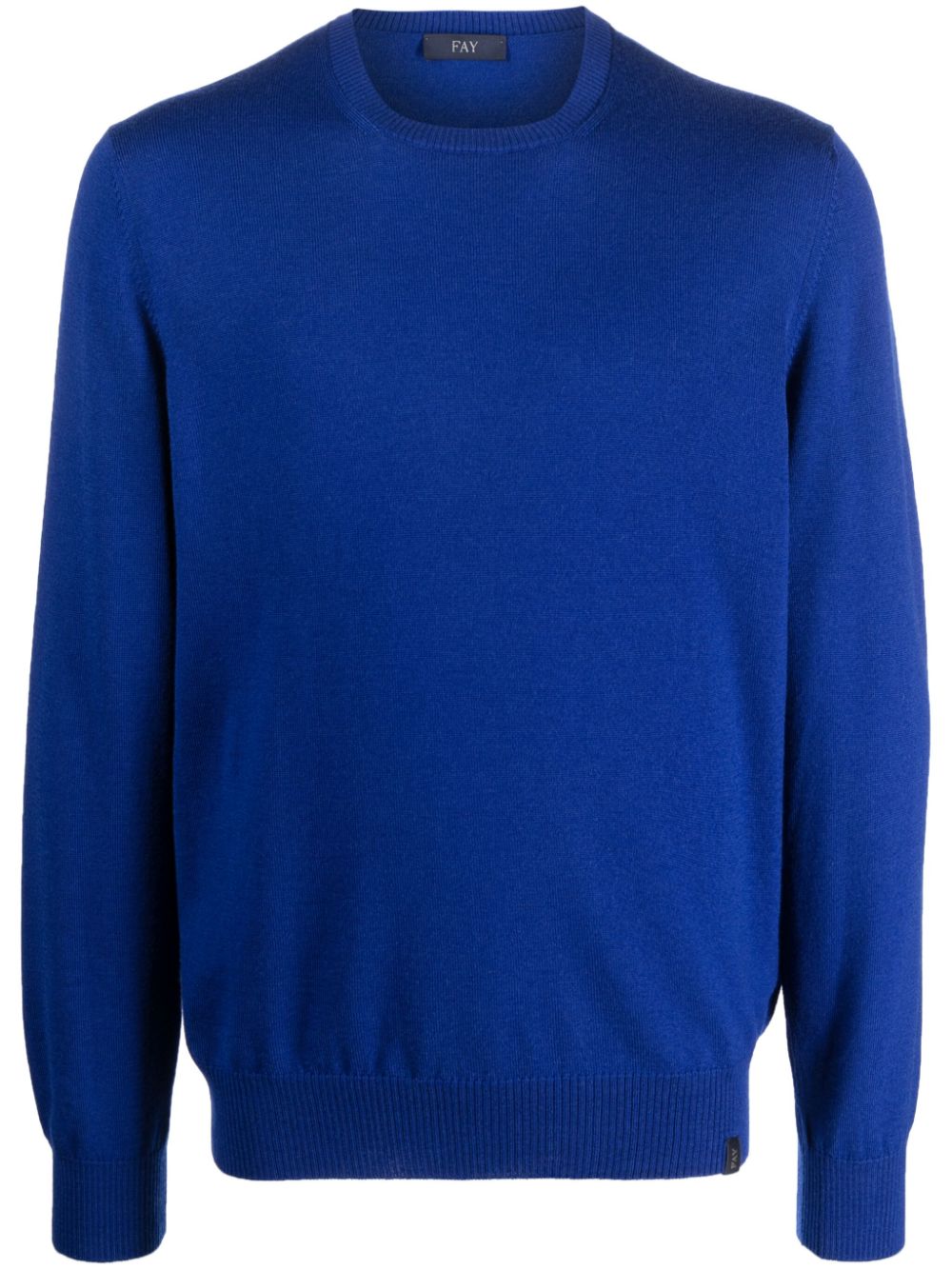 Crew-neck virgin wool jumper - Blue
