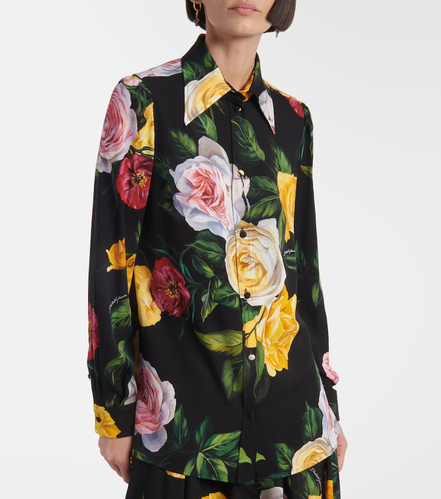 Floral silk-blend charmeuse shirt