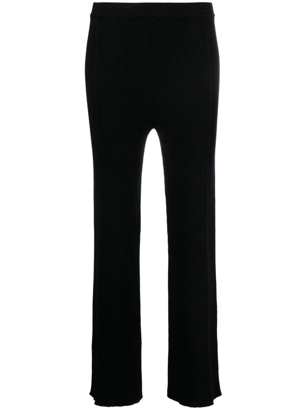 Straight-leg rib-knit trousers - Black