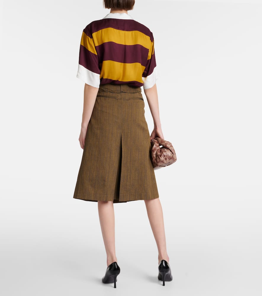 Cotton and silk-blend midi skirt