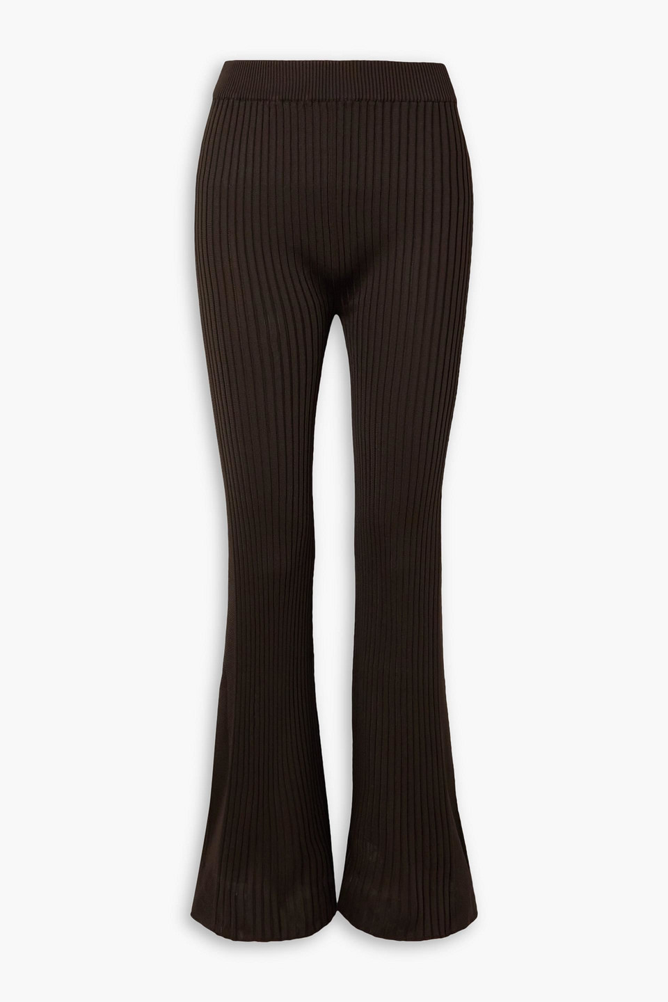 Ribbed-knit flared pants - Brown - FR 38