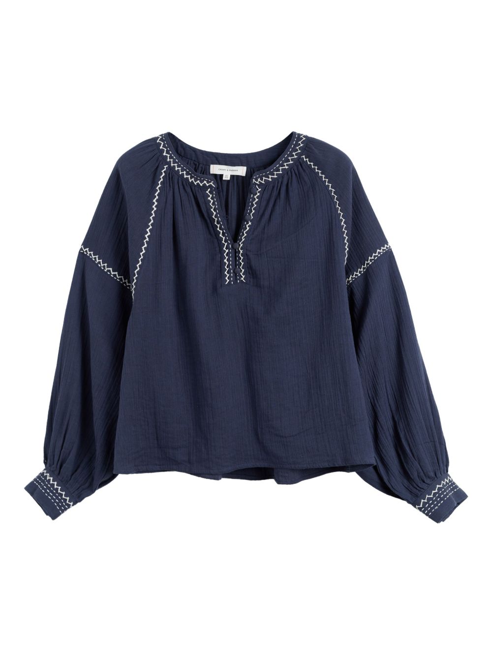 St. Tropez embroidered-detail blouse - Blue