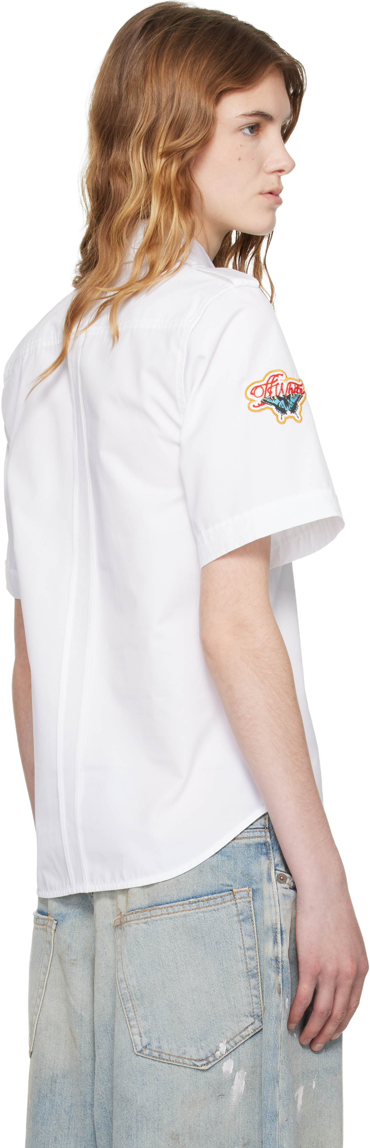 White Popeline Short Sleeve Fitted Shirt