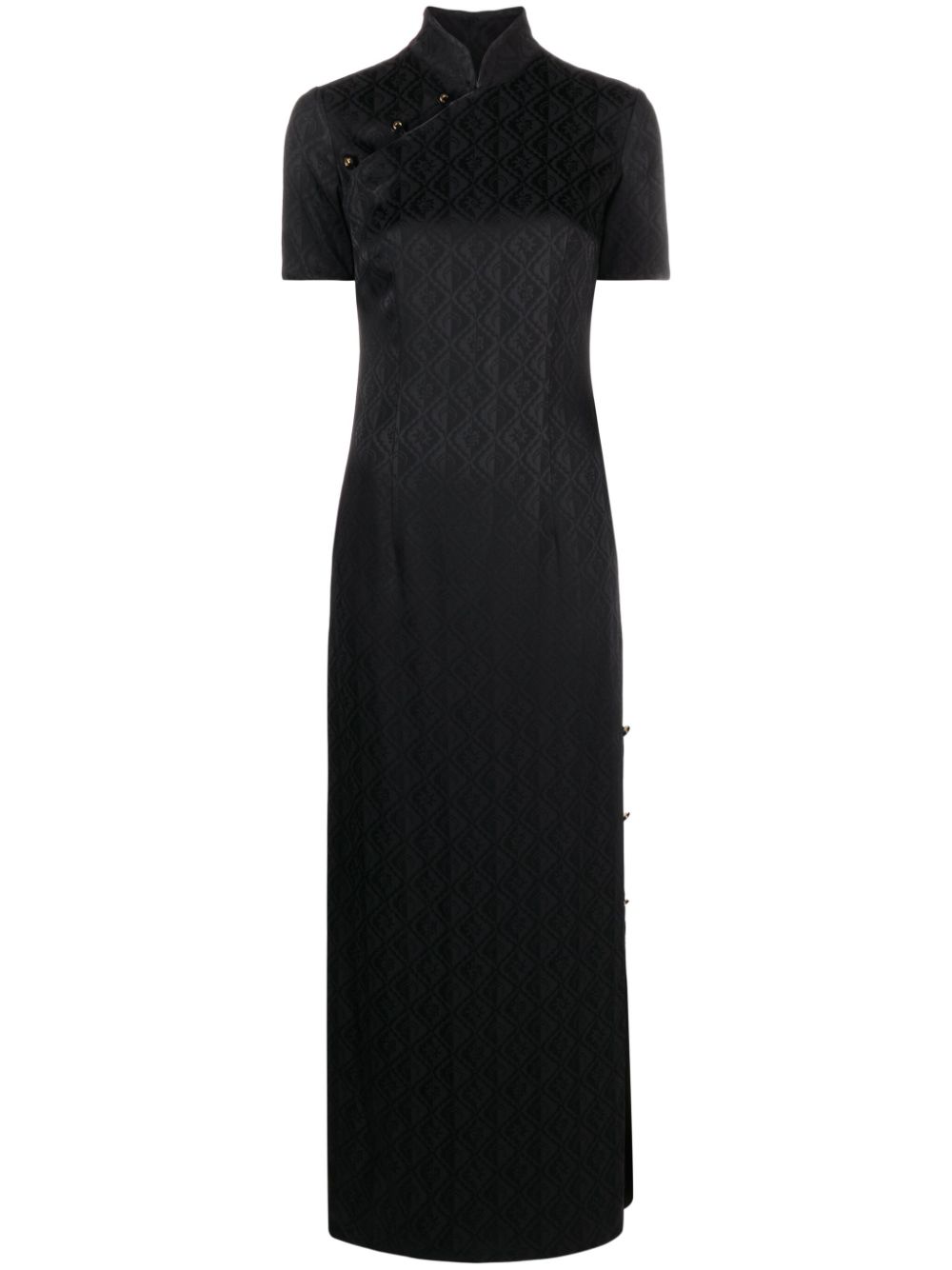 Crescent moon-jacquard maxi dress - Black