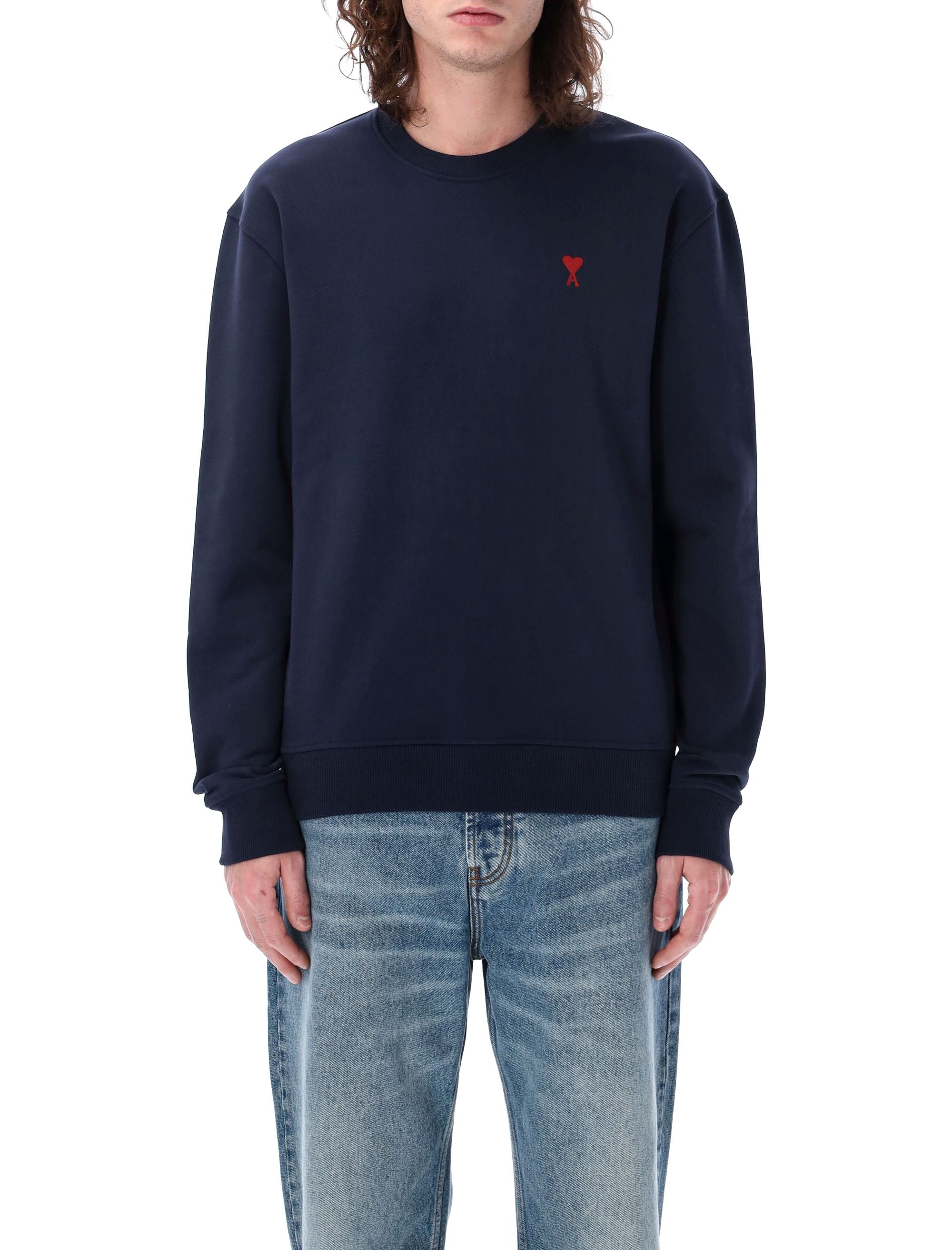 Mini Heart Logo Cotton Crewneck Sweatshirt