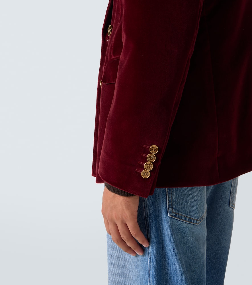 Double-breasted cotton velvet blazer
