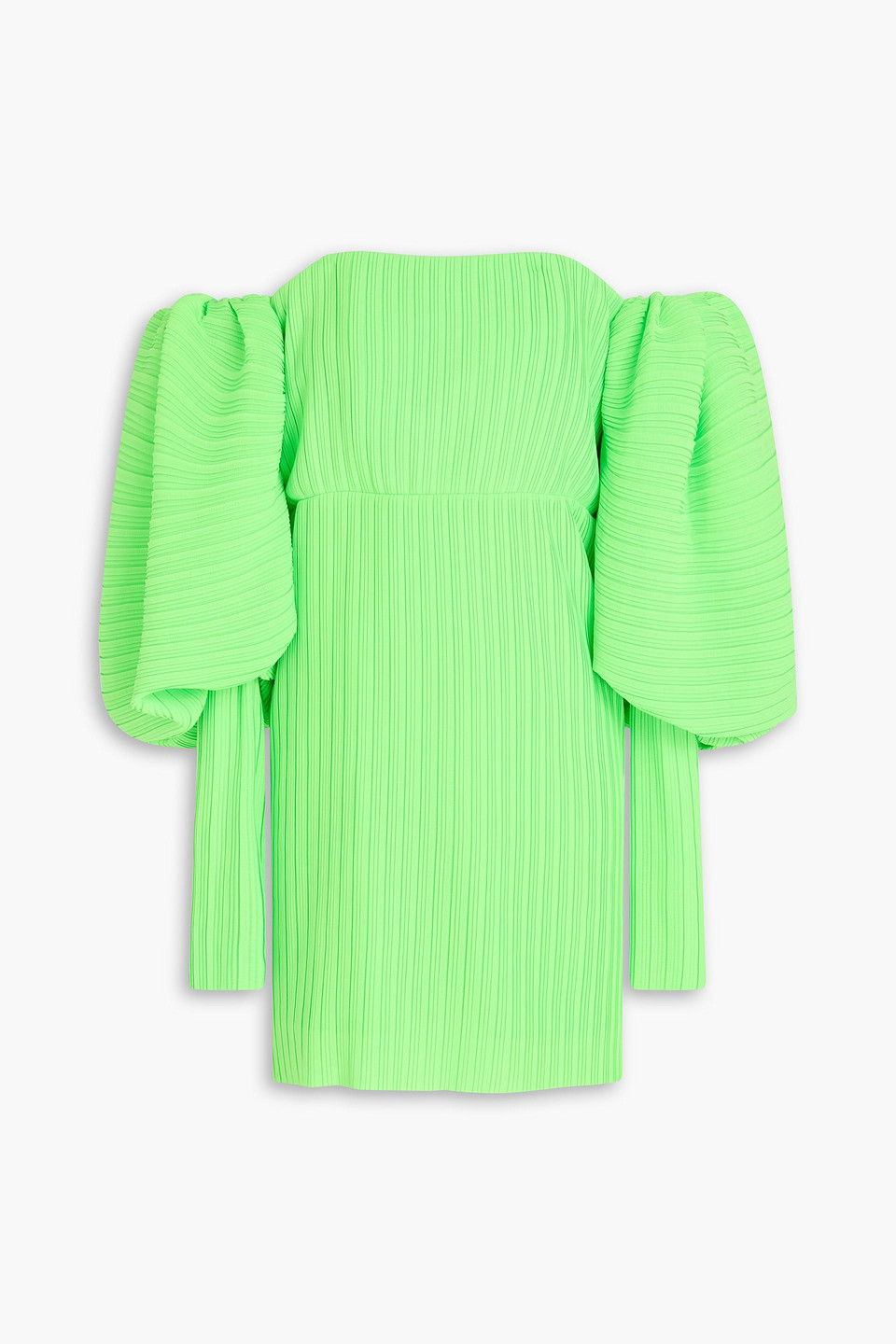 Off-the-shoulder plissé-crepe mini dress - Green - UK 10