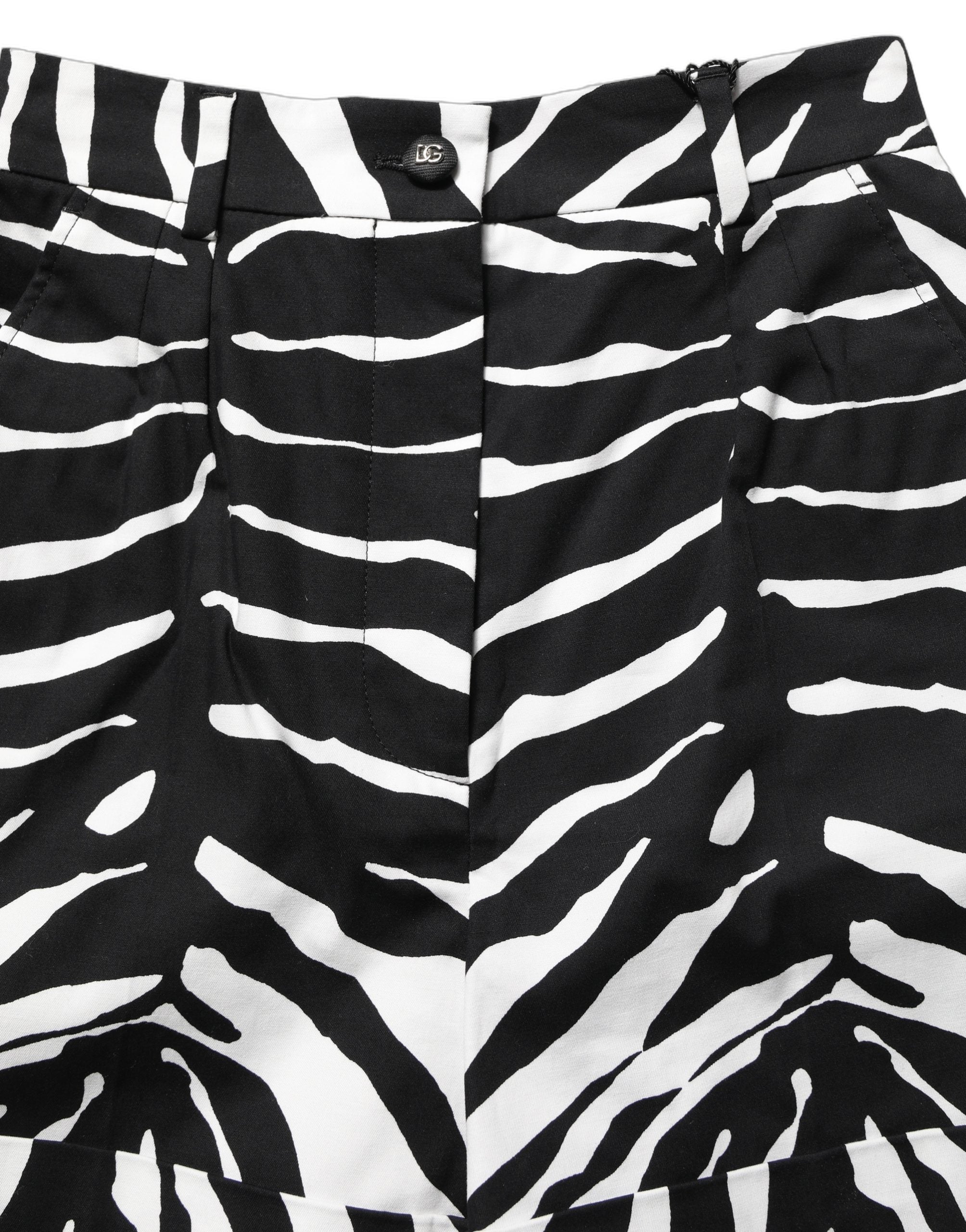 Zebra-Print Cotton Shorts — Black