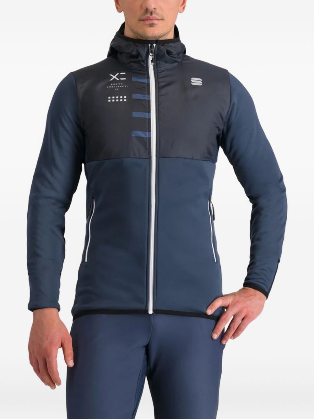 Hooded panelled jacket - Blue