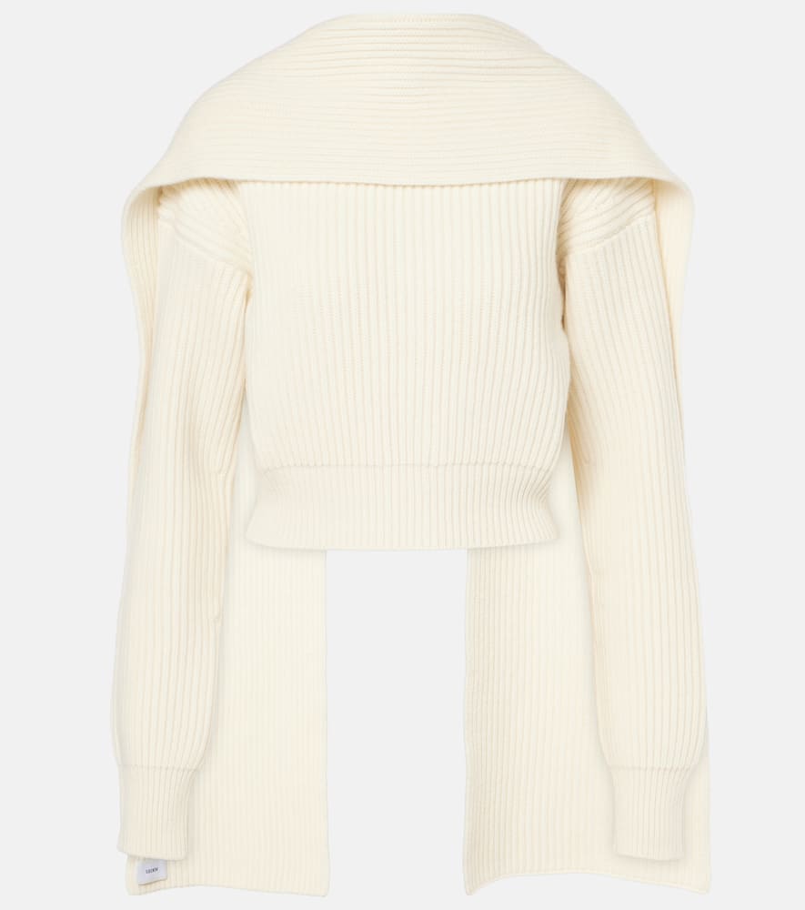 Cropped wool and cashmere scarf sweater