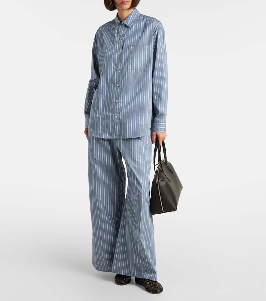 Yoshi cotton-blend twill wide-leg pants