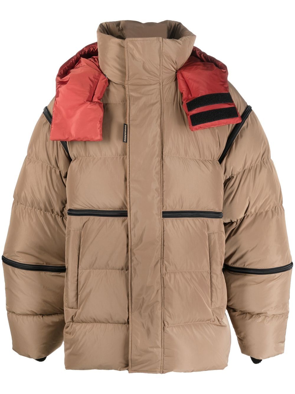 Padded-panel coat - Brown
