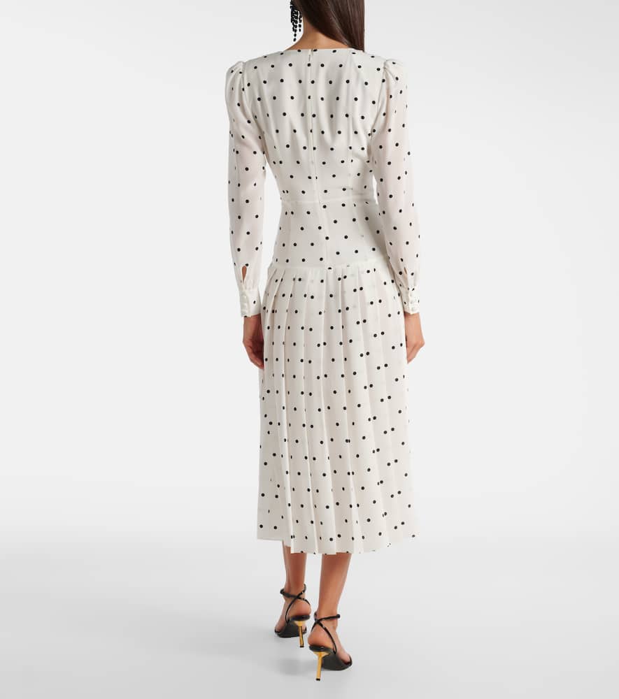 Polka-dot silk midi dress