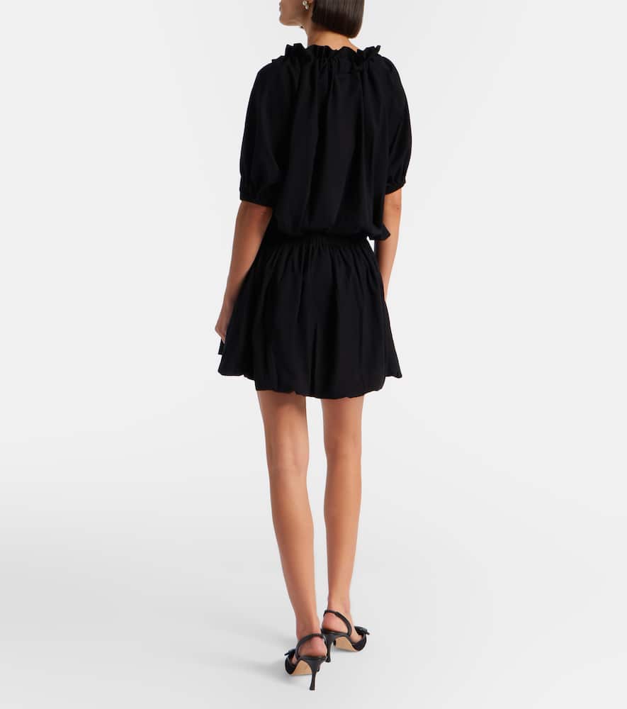 Tie-neck cotton faille minidress