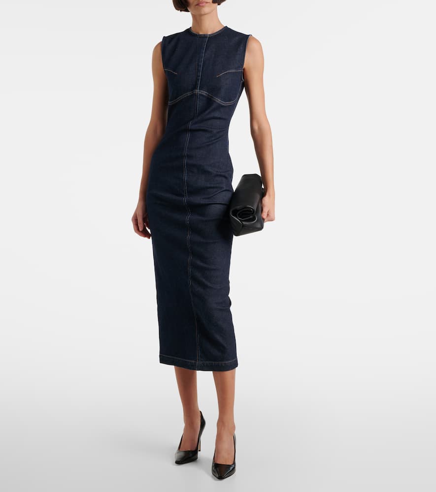Geranio denim midi dress