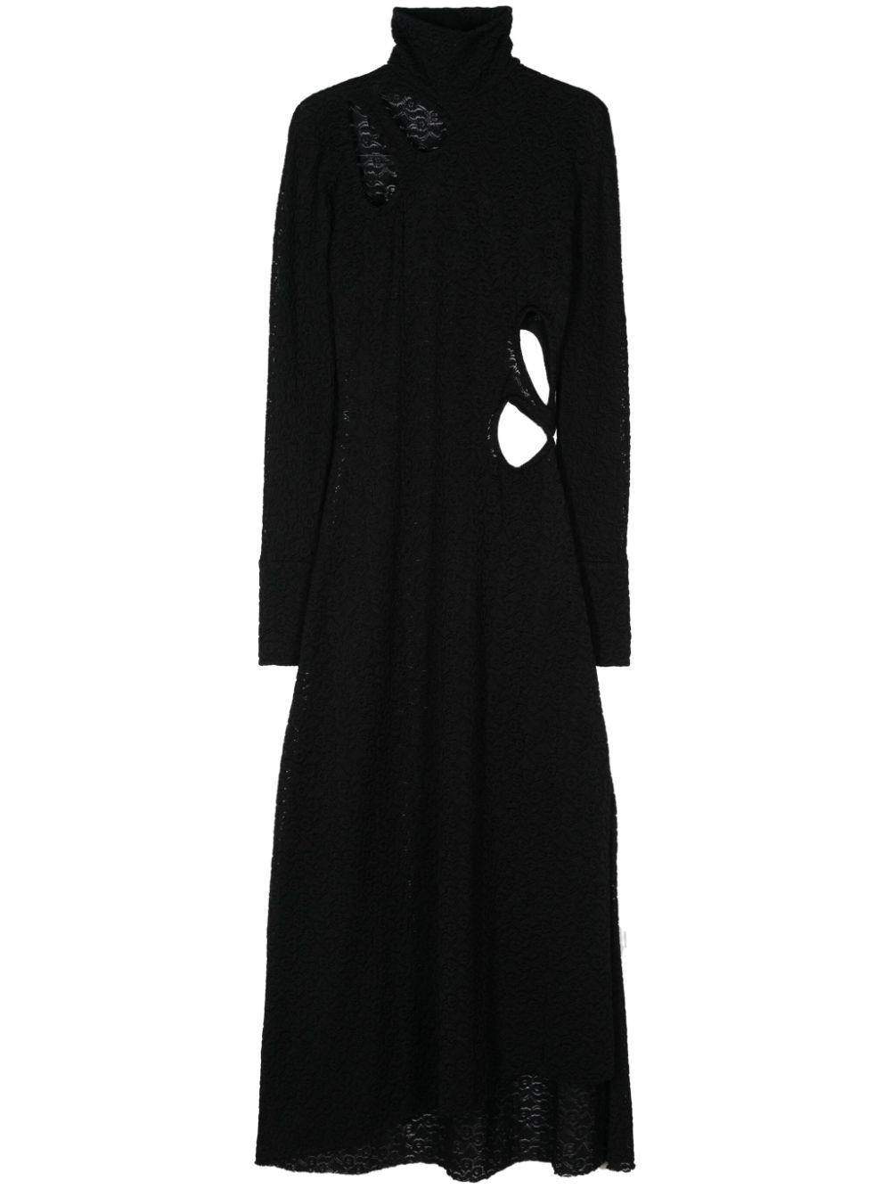 Floral-embroidery dress - Black