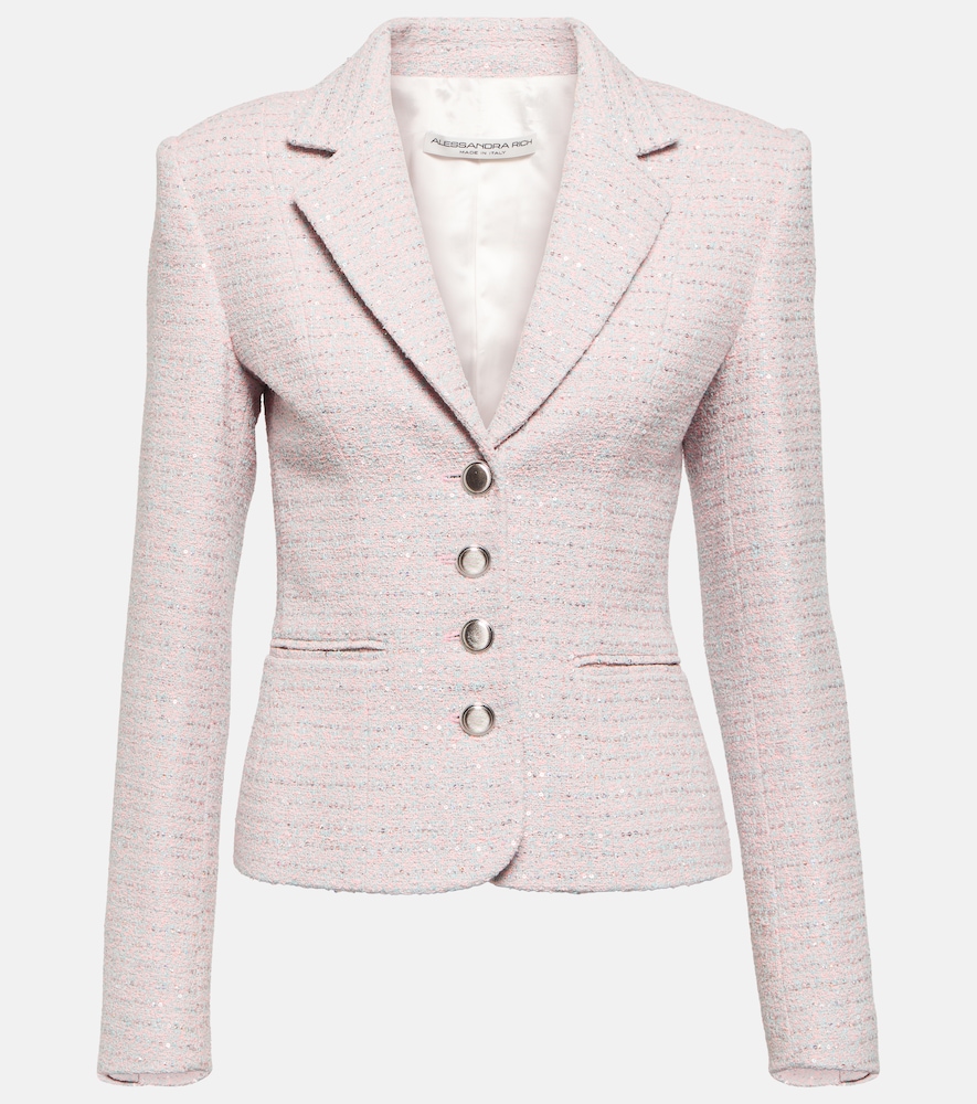 Sequined single-breasted tweed blazer