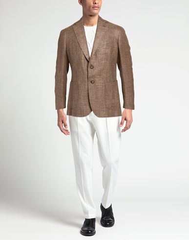 Man Blazer Khaki Size 38 Silk, Cotton