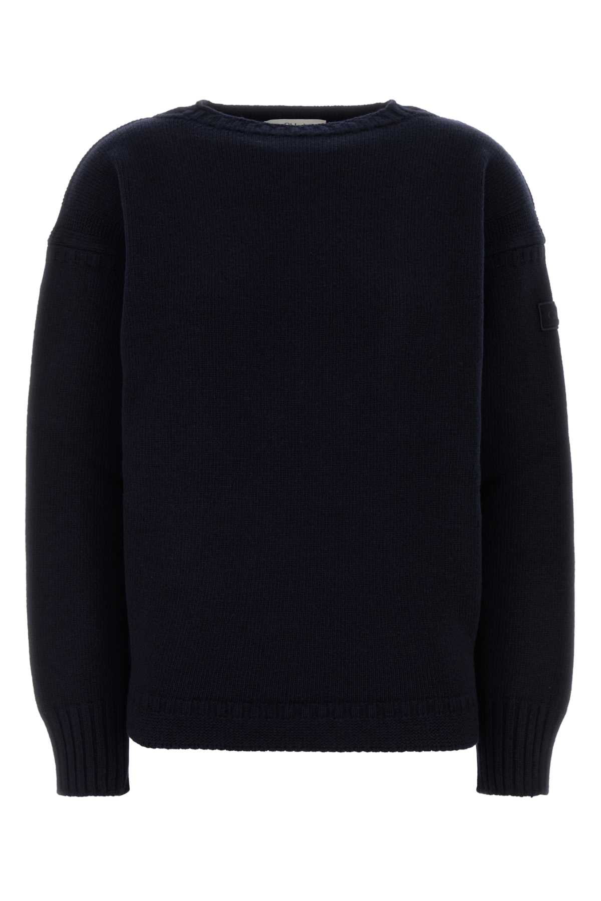 Virgin Wool and Cashmere Knit Sweater — Navy