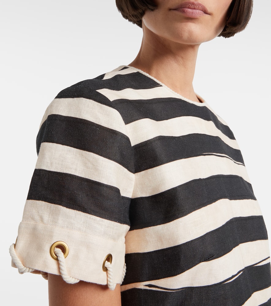 Rebellion striped linen crop top