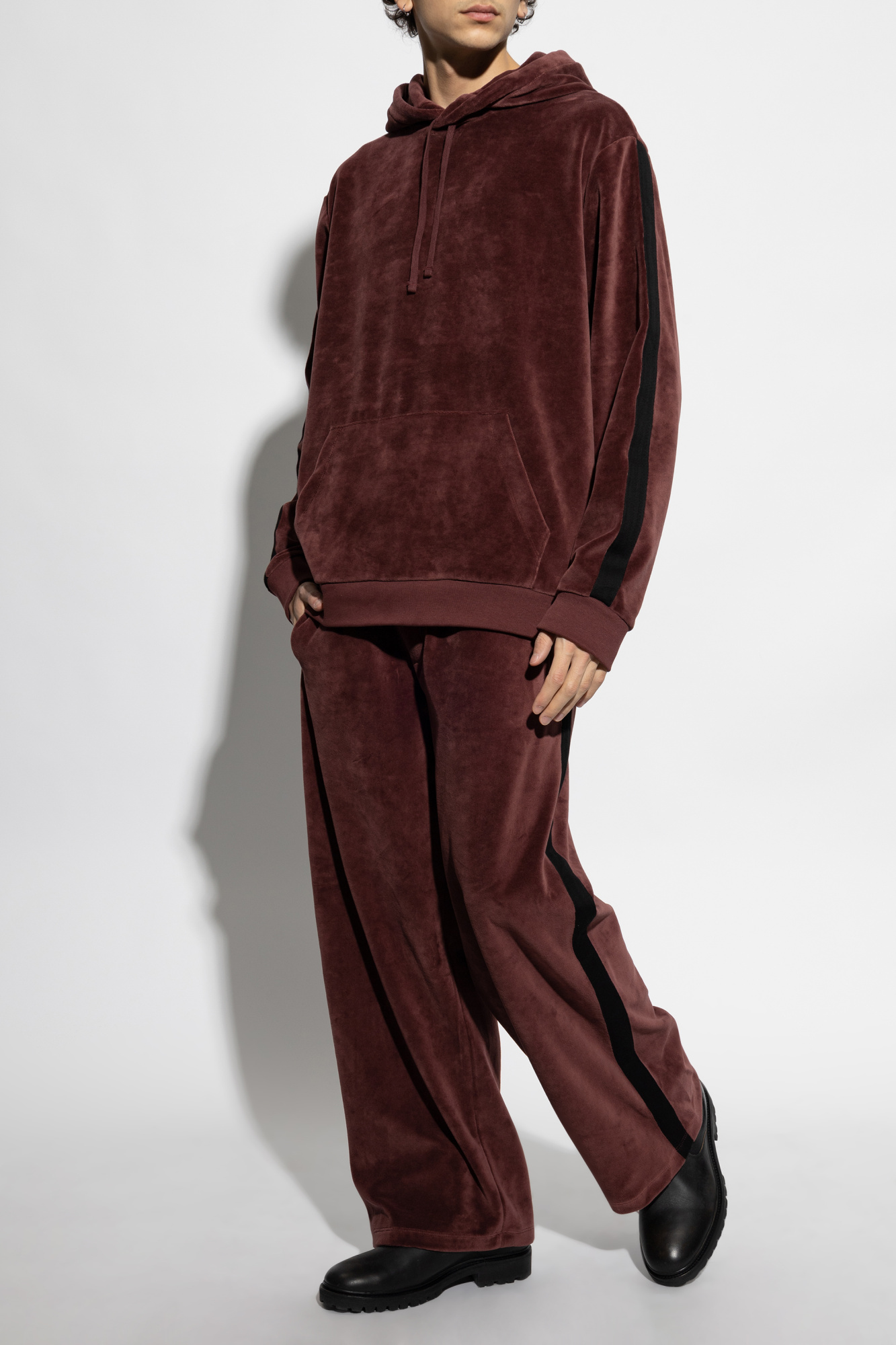 Draven Trousers With Side Stripes, Men's, Burgundy