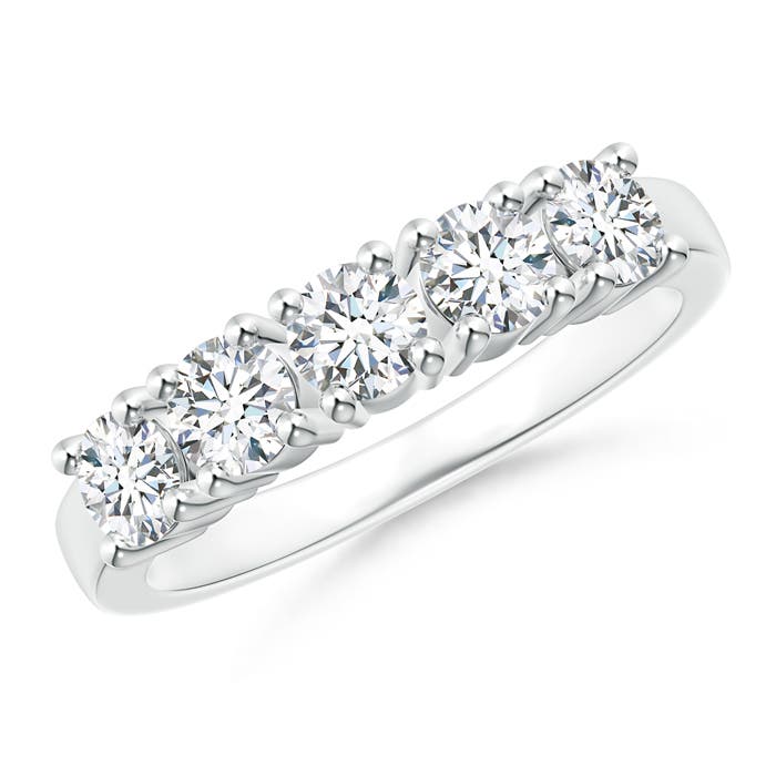 Angara 1.0 CTW Lab-Grown Five Stone 4-Prong Set Diamond Wedding Ring in 18K White Gold