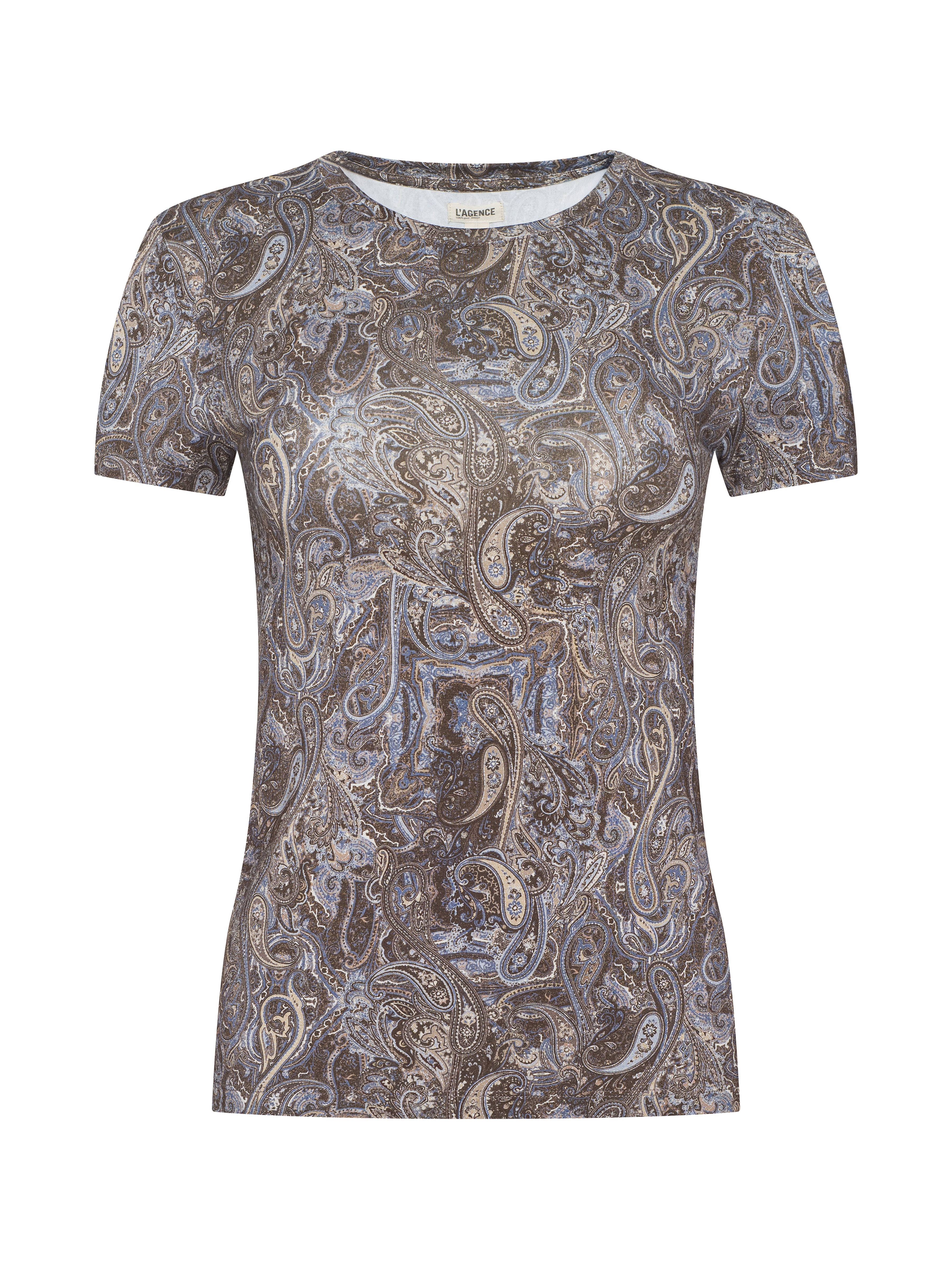 Ressi Fitted T-Shirt In Neutral/blue Ditsy Paisley