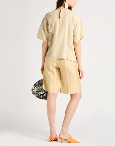 Alpha Studio Woman Top Beige Size 10 Linen, Viscose, Polyester