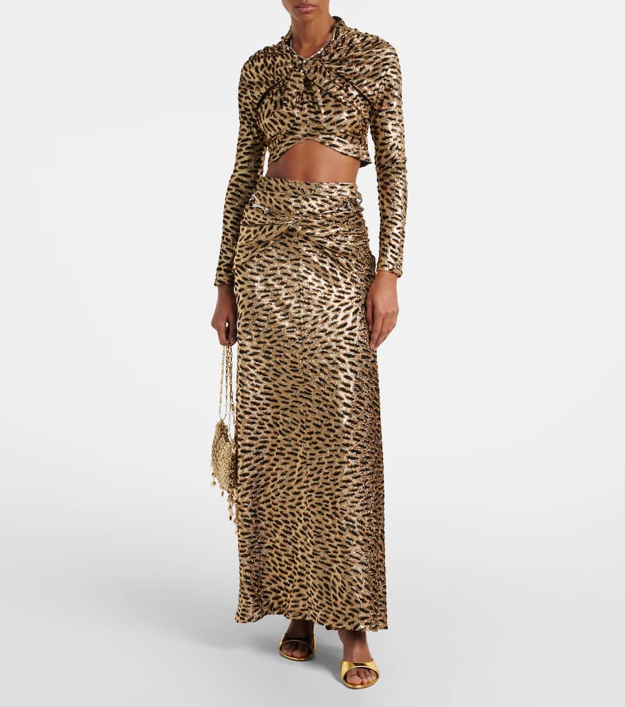 Tiger-print metallic top