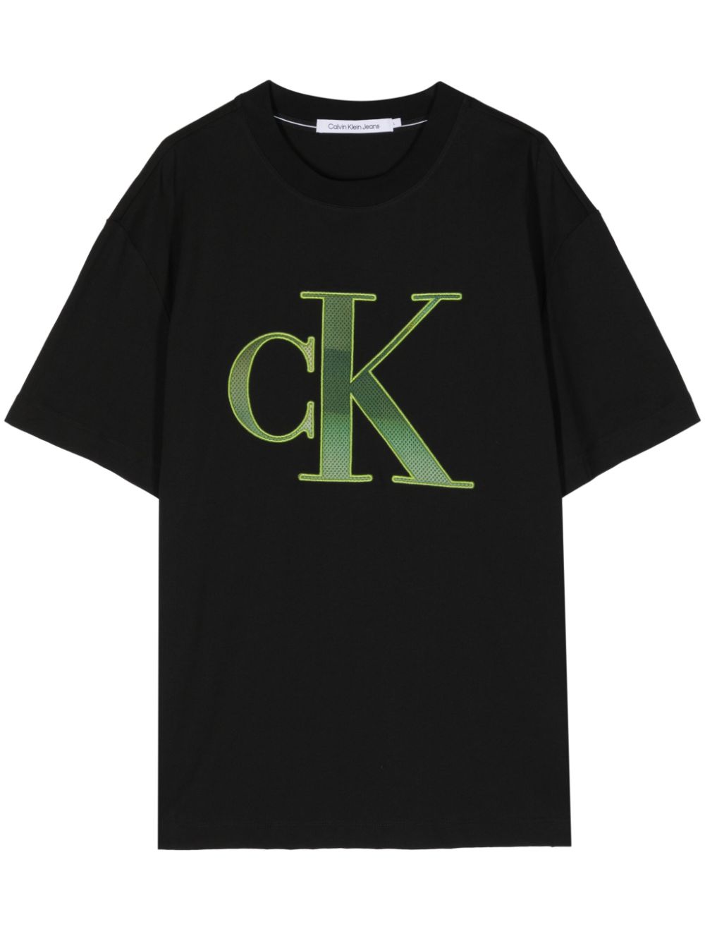 Perforated-logo cotton T-shirt - Black