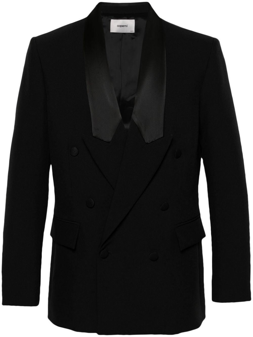 Double-breasted recycled-polyester blazer - Black