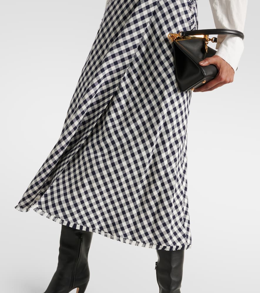 Gingham jacquard midi skirt
