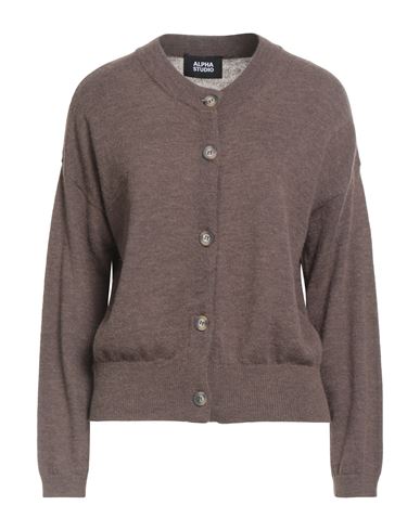 Woman Cardigan Dark brown Size 12 Baby alpaca wool, Recycled polyamide, Polyamide